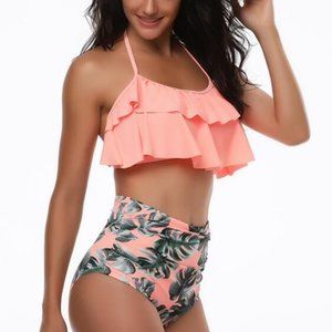 Retro Boho Flounce Bikini High Waist Swimwear